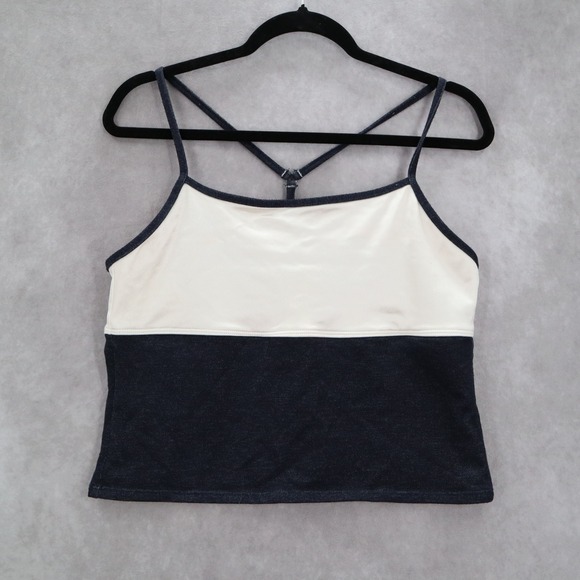 Ocean Gear Blue White Racerback Strap Crop Swim Beach Tankini Tank Top XL - Picture 1 of 4